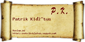 Patrik Klétus névjegykártya